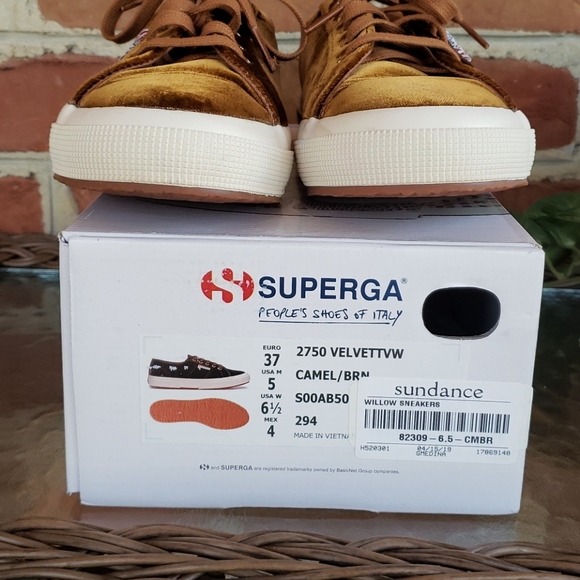 Superga Camel/Brown Velvet Willow Sneakers Sz 6.5 - Picture 6 of 7